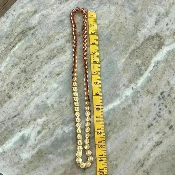 Vintage button & Pearl necklace. Cream, Brown, & White - Picture 8 of 8